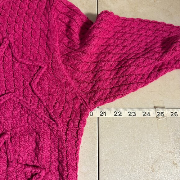 CHRLDR Cheerleader Hot Pink Cable Knit Star Sweater (XS) - Picture 8 of 10